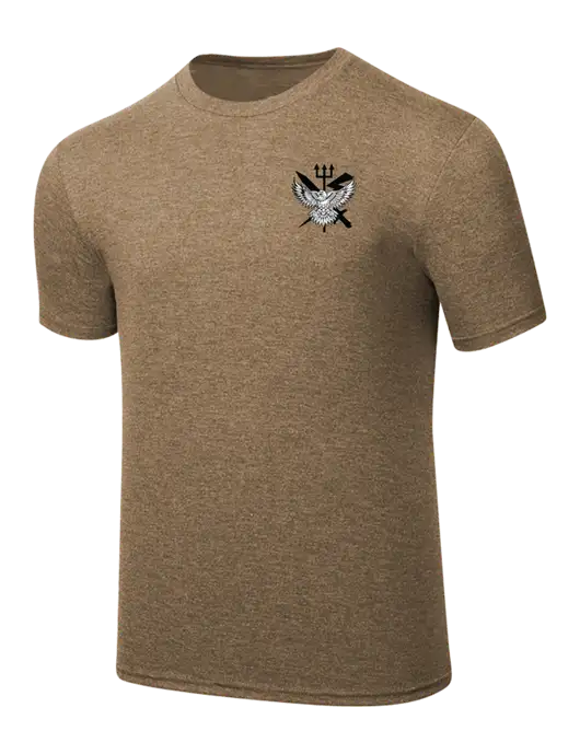 Simply Soft Light Brown Heathered 4.5oz  Poly/Combed Ring Spun Cotton T-Shirt w/VMM-162 Eagle