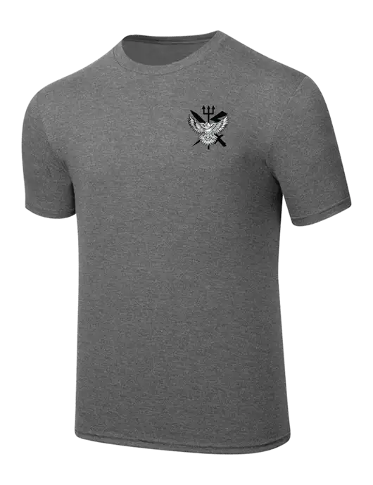 Simply Soft Heathered Medium Grey 4.5oz  Poly/Combed Ring Spun Cotton T-Shirt w/VMM-162 Eagle