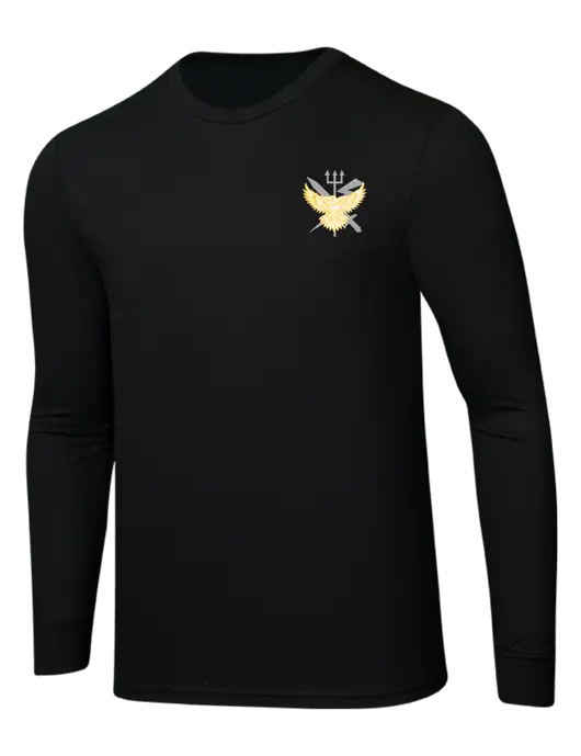 Simply Soft Long Sleeve Black 4.5 oz, Poly/Combed Ring Spun Cotton T-Shirt w/VMM-162 Eagle
