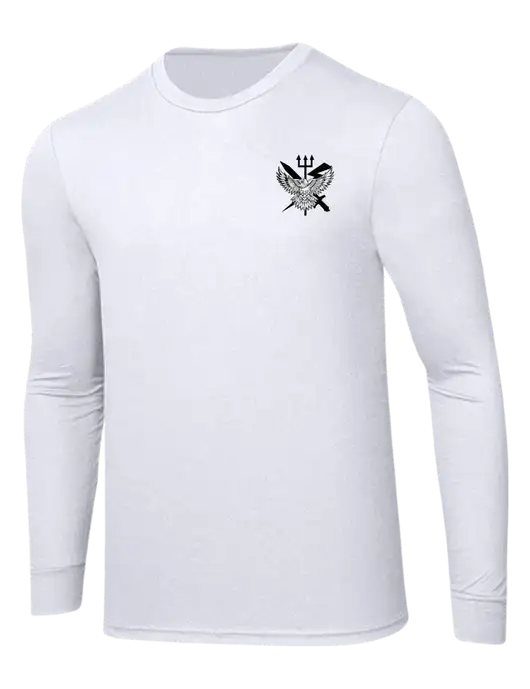 Simply Soft Long Sleeve White 4.5 oz, Poly/Combed Ring Spun Cotton T-Shirt w/VMM-162 Eagle