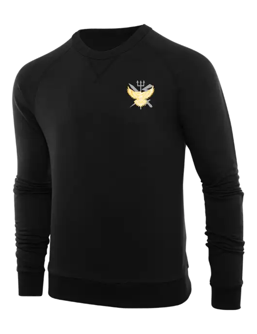 Allmade Deep Black Organic French Terry Crewneck Sweatshirt w/VMM-162 Eagle