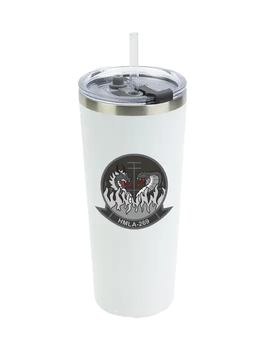 Brighton White 20 oz Insulated Tumbler & Straw w/Gunrunner Logo