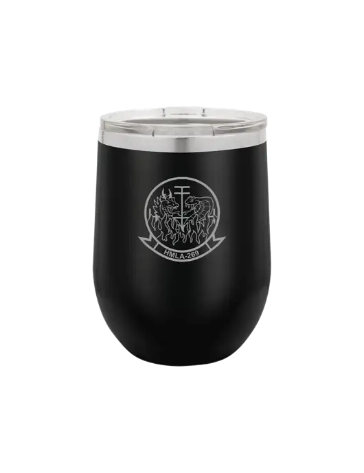 Polar Camel 12 oz Powder Coated Black Vacuum Insulated Stemless Wine Tumbler w/Gunrunner Logo