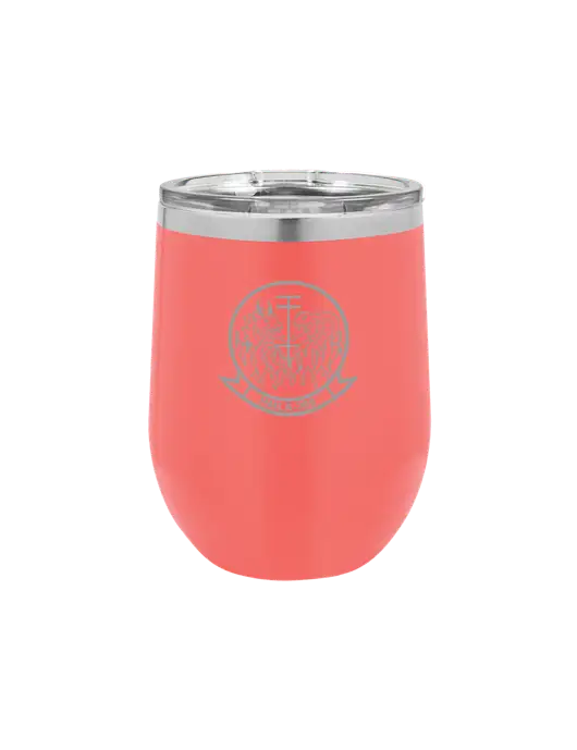 Polar Camel 12 oz Powder Coated Coral Vacuum Insulated Stemless Wine Tumbler w/Gunrunner Logo