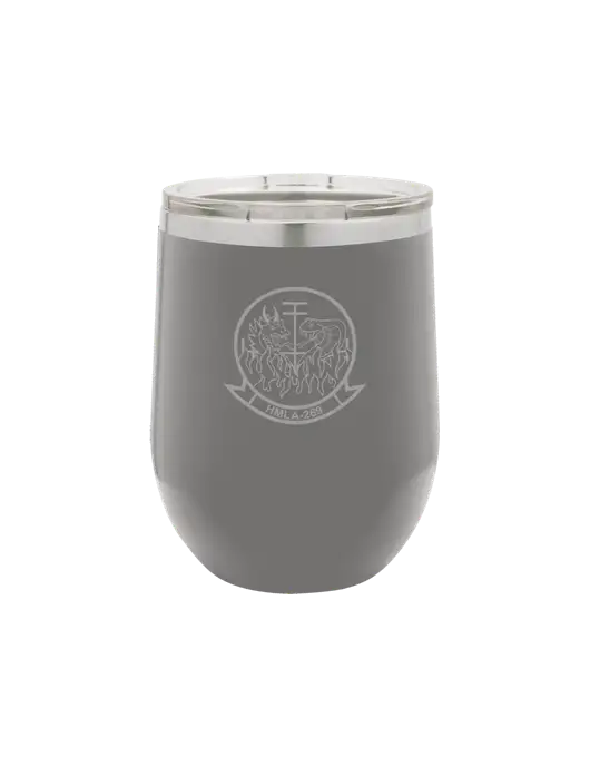 Polar Camel 12 oz Powder Coated Grey Vacuum Insulated Stemless Wine Tumbler w/Gunrunner Logo