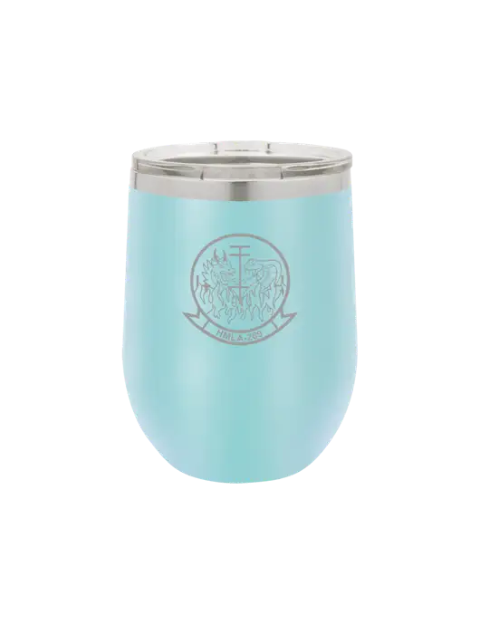 Polar Camel 12 oz Powder Coated Light Blue Vacuum Insulated Stemless Wine Tumbler w/Gunrunner Logo