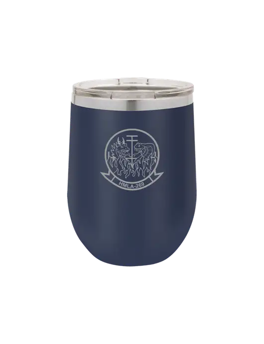 Polar Camel 12 oz Powder Coated Navy Vacuum Insulated Stemless Wine Tumbler w/Gunrunner Logo