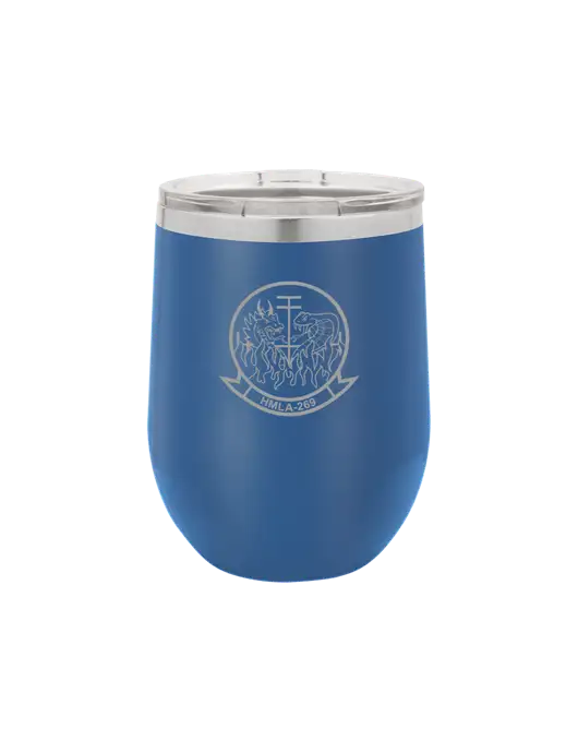 Polar Camel 12 oz Powder Coated Royal Vacuum Insulated Stemless Wine Tumbler w/Gunrunner Logo