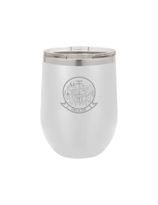 Polar Camel 12 oz Powder Coated White Vacuum Insulated Stemless Wine Tumbler w/Gunrunner Logo