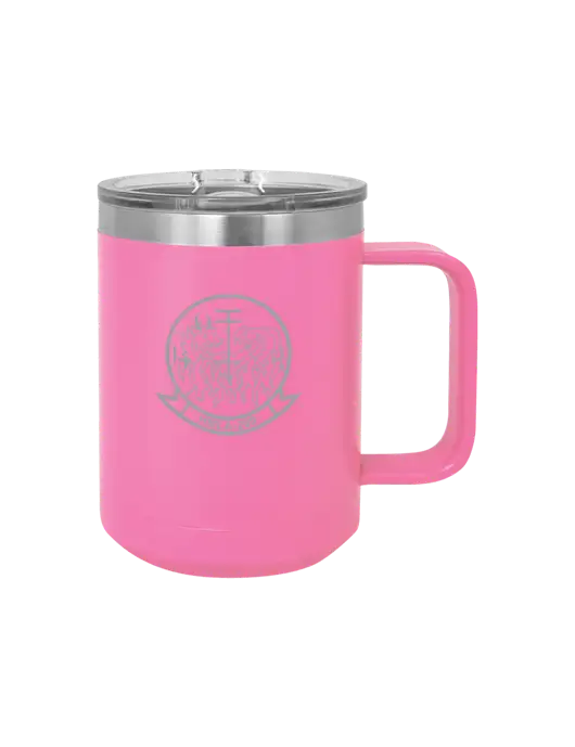 Polar Camel 15 oz Powder Coated Pink Vacuum Insulated Mug with Slider Lid w/Gunrunner Logo