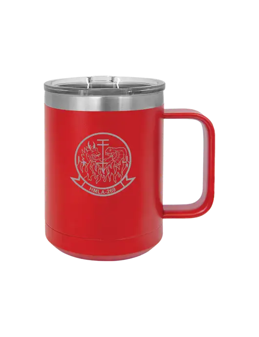 Polar Camel 15 oz Powder Coated Red Vacuum Insulated Mug with Slider Lid w/Gunrunner Logo
