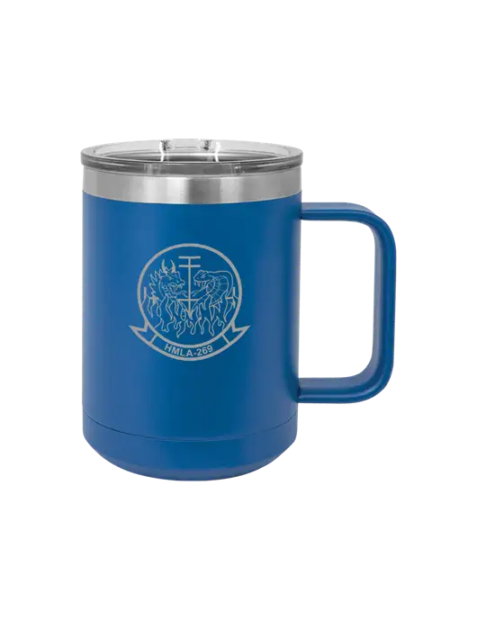 Polar Camel 15 oz Powder Coated Royal Vacuum Insulated Mug with Slider Lid w/Gunrunner Logo