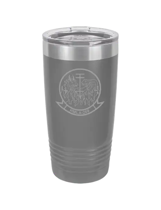 Polar Camel 20 oz Powder Coated Grey Vacuum Insulated Tumbler  w/Gunrunner Logo