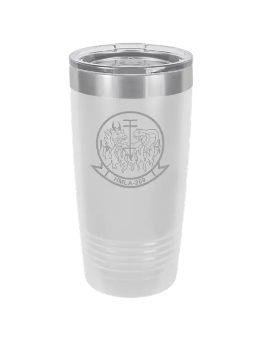Polar Camel 20 oz Powder Coated White Vacuum Insulated Tumbler  w/Gunrunner Logo