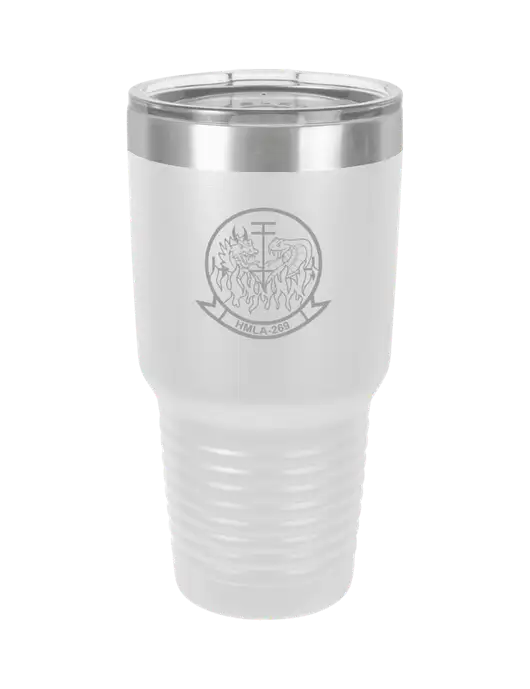 Polar Camel 30 oz Powder Coated White Vacuum Insulated Tumbler  w/Gunrunner Logo