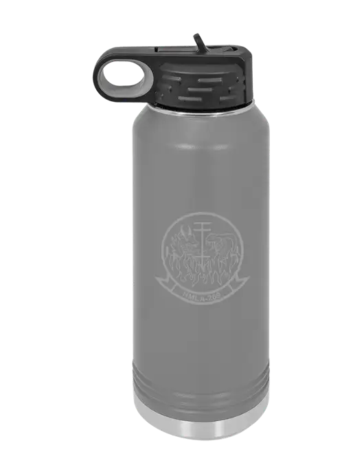 Polar Camel 32 oz Powder Coated Grey Vacuum Insulated Water Bottle w/Gunrunner Logo