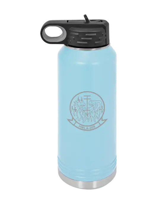 Polar Camel 32 oz Powder Coated Light Blue Vacuum Insulated Water Bottle w/Gunrunner Logo