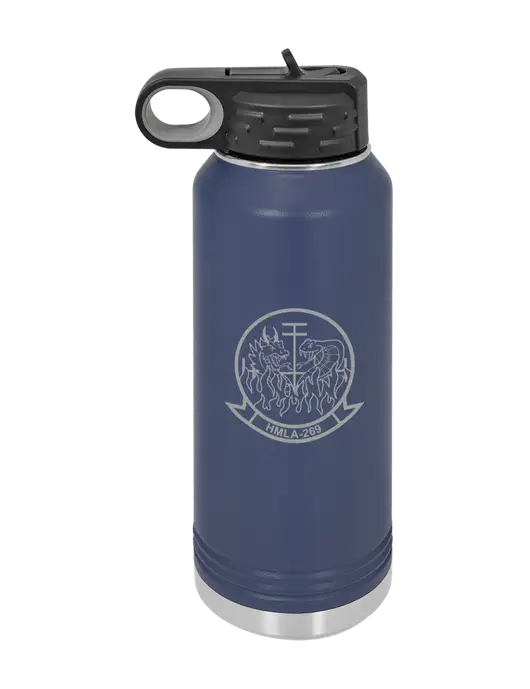 Polar Camel 32 oz Powder Coated Navy Vacuum Insulated Water Bottle w/Gunrunner Logo