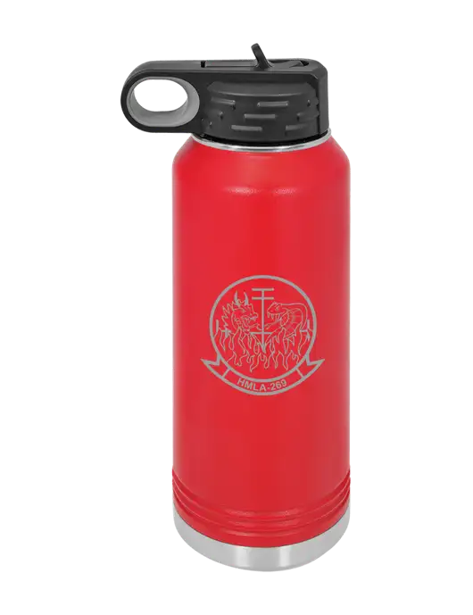 Polar Camel 32 oz Powder Coated Red Vacuum Insulated Water Bottle w/Gunrunner Logo
