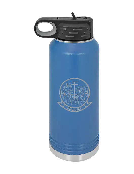 Polar Camel 32 oz Powder Coated Royal Vacuum Insulated Water Bottle w/Gunrunner Logo