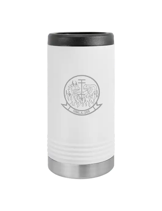 Polar Camel Powder Coated White Vacuum Insulated Slim Beverage Holder w/Gunrunner Logo