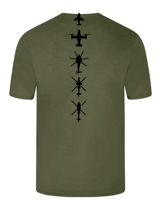 Simply Soft Military Green Frost 4.5oz Poly/Combed Ring Spun Cotton T-Shirt w/Aircraft Design, VMM-162 Eagle